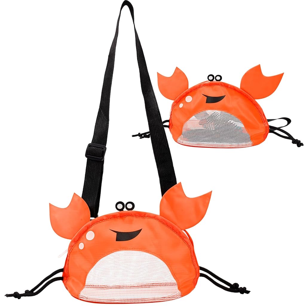 PATPAT Cartoon Beach Bag for Kids Fun Orange Crab Mesh Beach Toy Bag for Kids Zip-up Mesh Bag Shell Collecting Bag Shoulder Bag Gift for Kids, 14x18x10cm PATPAT Cartoon Beach Bag for Kids Fun Orange Crab Mesh Beach Toy Bag for Kids Zip-up Mesh Bag Shell Collecting Bag Shoulder Bag Gift for Kids, 14x18x10cm